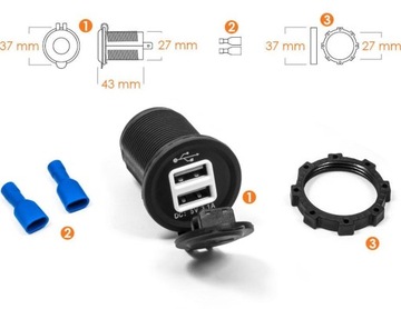 eXtreme MUS11 2x USB-разъема для мотоцикла