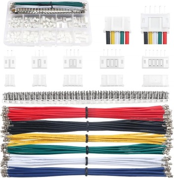 420 sztuk Zestaw złączy JST 1,5 mm: Zestaw przewodów JST-SH 2/3/4/5/6 pinów 22AWG