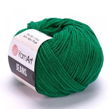 WŁÓCZKA YARNART JEANS 52 CIEMNA ZIELEŃ CIEMNY ZIELONY 0,5 kg 160 m