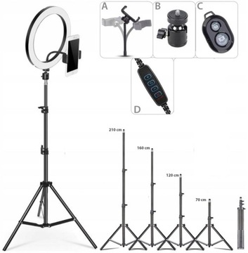 НОВАЯ СВЕТОДИОДНАЯ ЛАМПА ДЛЯ СЕЛФИ ПОДАРОК ​​Tiktokerki Youtuber ПОДСТАВКА 26 СМ 2,2 М 80 Вт