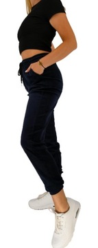 Velúrové nohavice tmavomodré vrecká velúr 3XL/4XL