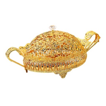 Iron Fruit Basket Cake Organizer W/ Lid Serving Tray for Dining Room