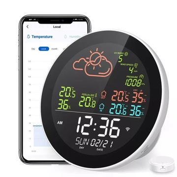 INTELIGENTNA STACJA POGODY WIFI TUYA SMART 3CZUJKI