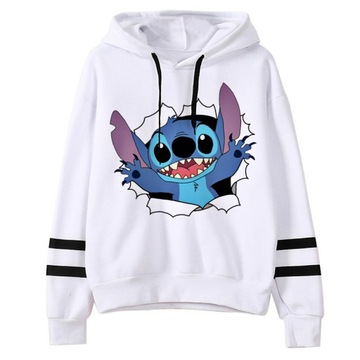 BLUZA STICH DAMSKA ANIME RÓŻNE WZORY BIAŁA KAPTUR