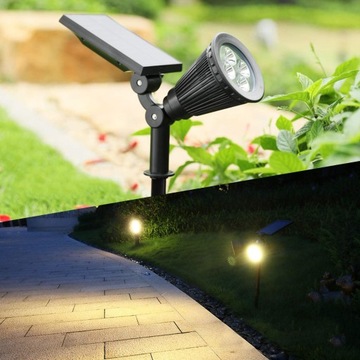 OGRODOWA WBIJANA LAMPA SOLARNA 4 LED REFLEKTOR 200lm SPOT BIAŁY CIEPŁY