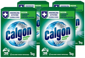 Zestaw Calgon Hygiene Plus Odkamieniacz do czyszczenia pralki 4 x 1 kg