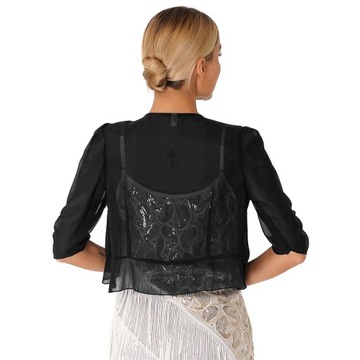 Womens Elegant Ruffle Bolero Shrug Jacket Half Sle