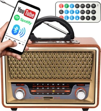 RADIO PRZENOŚNE BLUETOOTH AKUMULATOR POWERBANK PRAWDZIWY STYL RETRO VINTAGE