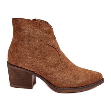 Brązowe Zamsz Buty Damskie Botki S.Barski r.40