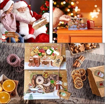 КРАФТ РОЖДЕСТВЕНСКИЕ КОРОБКИ С ОКНАМИ, 12 ШТ.