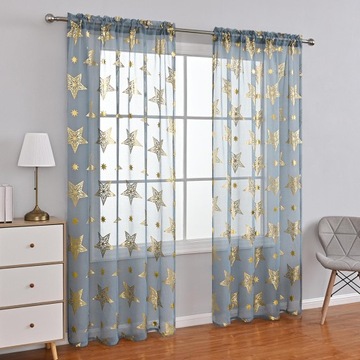 Nowoczesne zasłony okienne luksusowe dekoracje przezroczyste zasłony gwiazda 100x130cm