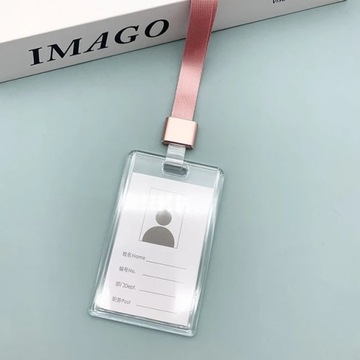 Transparent Acrylic Card Cover Case Lanyard Badge Holder Sliding Company