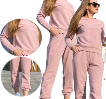 Modny kobiecy słodki komplet/dres pudrowy L