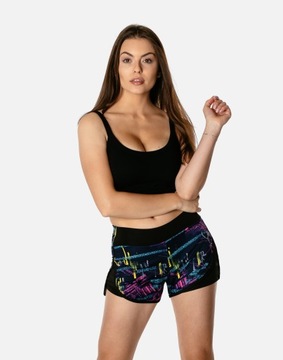 2w1 Krótkie Spodenki Legginsy Szorty Sportowe Treningowe Damskie 303-2 L/XL