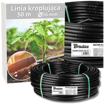 LINIA KROPLUJĄCA WĄŻ KROPLUJĄCY 16 33cm 50m BRADAS