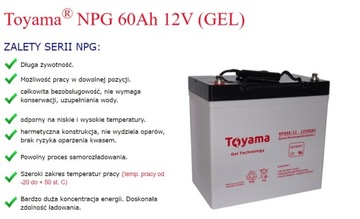 Гелевый аккумулятор Toyama NPG 60 12В 60Ач