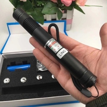 МОЩНЫЙ СИНИЙ ЛАЗЕР ПРОЖОГ ЛАЗЕРНАЯ УКАЗКА 5 Вт + НАСАДКИ ДЛЯ ДИСКОТЕКИ