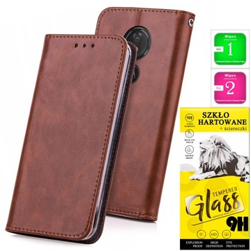Etui Portfel CASE STOJAK MAGNES KOLORY + SZKŁO 9H do Motorola Moto G7 Power