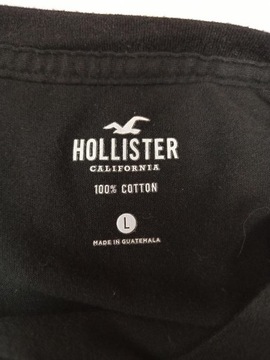 HOLLISTER CZARNA KOSZULKA MĘSKA Z DŁUGIM RĘKAWEM, CIENKA BLUZA, LOGO r. L