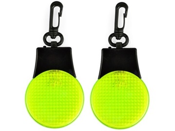 2x BRELOK ODBLASKOWY PULSACYJNY LED ZAWIESZKA PRZYPINKA ODBLASK ŻÓŁTY