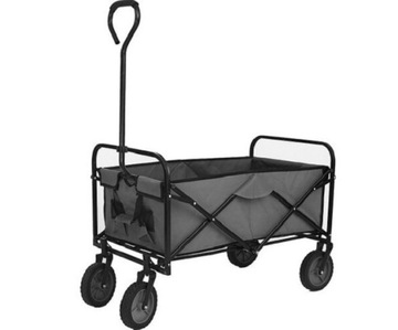 БОЛЬШАЯ складная транспортная тележка для пляжного сада СЕРАЯ с усиленным дном, 70 кг