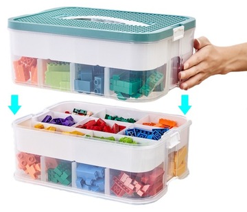 КОРОБКА ДЛЯ ИГРУШЕК КОНТЕЙНЕР КИРПИЧИ 2-СЛОЙНАЯ ИСТОРИЯ ОРГАНАЙЗЕР LEGO