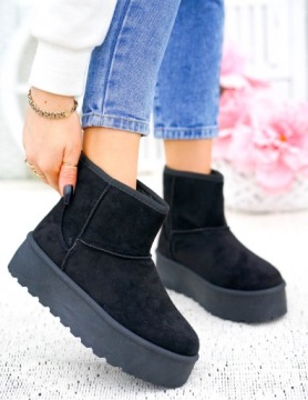 Черные зимние ботинки Ботинки на платформе Сумки с утеплением талии 39
