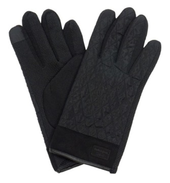Czarne Pikowane Rękawiczki -Pako Jeans - Jesienno-Zimowe, do Smartfonów