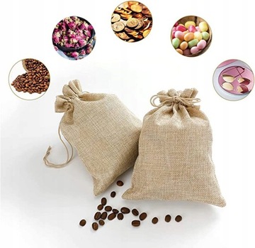 50шт льняной подарочный пакет на шнурке 9х12см ХЛОПКОЛЬНЯЯ СУМКА