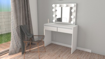 ЗЕРКАЛО ТРУБНОЙ СТОЛИК ДЛЯ МАКИЯЖА С 12 светодиодной ПОДСВЕТКОЙ