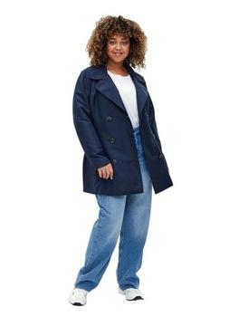 PŁASZCZ TRENCH KURTKA PLUS SIZE GRANATOWY PLUS SIZE ZIZZI 322A 52