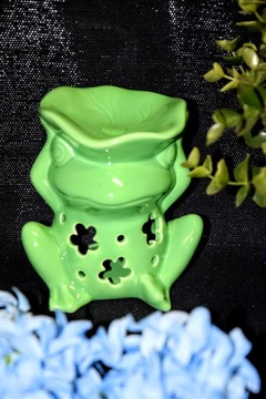 KOMINEK CERAMICZNY NA OLEJEK LUB WOSK ŻABA ZIELONY