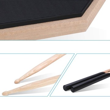 ДВУХСТОРОННИЙ БЕСШУМНЫЙ БАРАБАННЫЙ ПЭД 12 дюймов + НАБОР БАРАБАННЫХ ПАЛОЧЕК