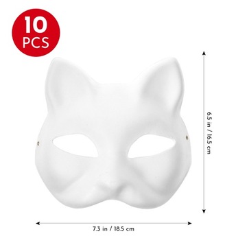 BIAŁY PAPIER BIAŁA MASKA KOT DO MALOWANIA DIY