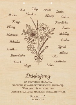 Prezent dla Wychowawcy na Dzień nauczyciela tabliczka z imionami dzieci