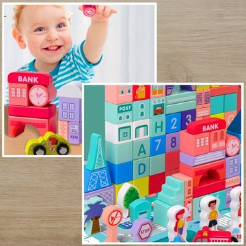 Деревянные блоки Городские автомобили 115 + Развивающие головоломки-конструкторы