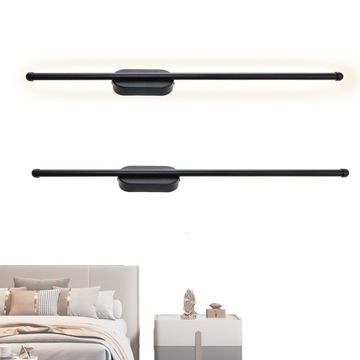 LAMPA ŚCIENNA NAD LUSTRO LED KINKIET DO SALONU 3 TEMPERATURY BARWOWE CZARNY