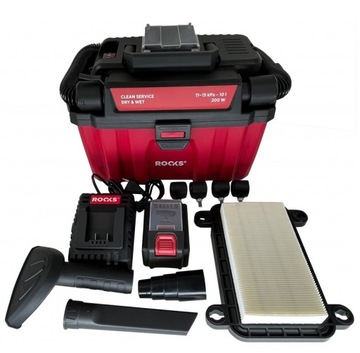 ROOKS 20v Aq-One Odkurzacz Przenośny, Dry&Wet 100-200w-10l-Hepa, 4ah, B