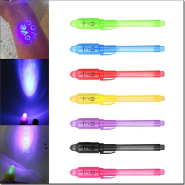 KOMPLET NIEWIDZIALNY MAGICZNY DŁUGOPIS UV LED 7SZT
