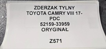 NÁRAZNÍK ZADNÍ TOYOTA CAMRY VIII 2017- PDC ORIGINÁLNÍ