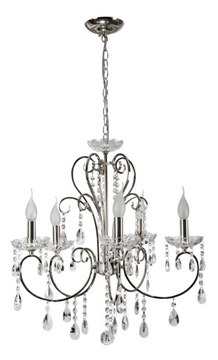 Lampa wisząca z kryształami 5xE14 Aurora - SREBRNA