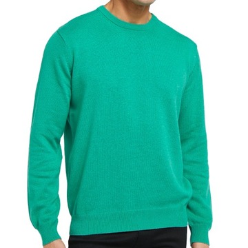 Dunnes Modny Męski Zielony Sweter Klasyczny Gładki Sweterek Bawełna 3XL