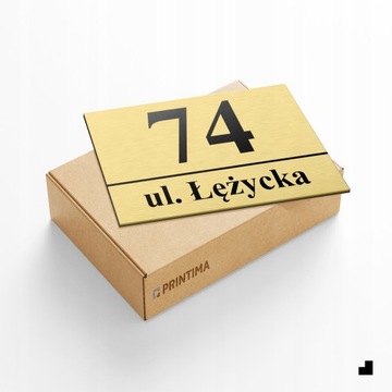 NUMER NA DOM TABLICZKA ADRESOWA Z NUMEREM DOMU 32x21 cm ZŁOTA + KOŁKI
