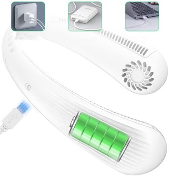 МИНИ-ВЕНТИЛЯТОР ПОРТАТИВНЫЙ ВЕНТИЛЯТОР USB ПОДВЕСНЫЕ НАУШНИКИ БЕЗ ЛИСТЕЙ МОЩНЫЕ