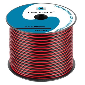 Przewód Kabel dwużyłowy 2x1mm2 CCA Zasilający do taśmy LED 25m