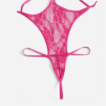 Hot Pink G-String BodysuitSkimpy &Strappy Sheer La
