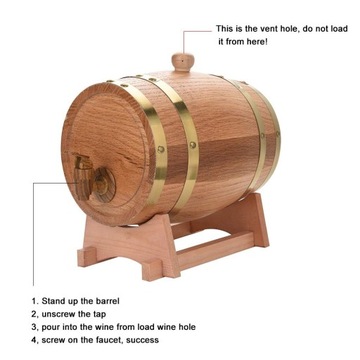 Dozownik do beczek na wino z drewna dębowego 3L Vintage Wood do whisky Bourbon Tequil