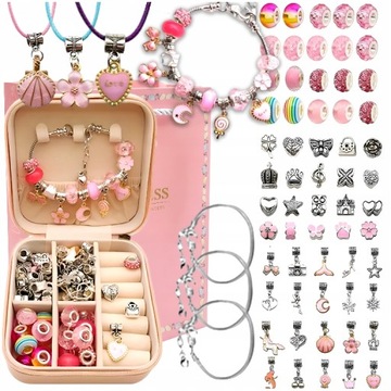 НАБОР ДЛЯ ИЗГОТОВЛЕНИЯ БРАСЛЕТОВ ОЖЕРЕЛЬЕ ПОДАРОЧНО-РОЗОВЫЙ!