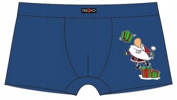 Męskie bokserki świąteczne Mikołaj Niebieski 3XL