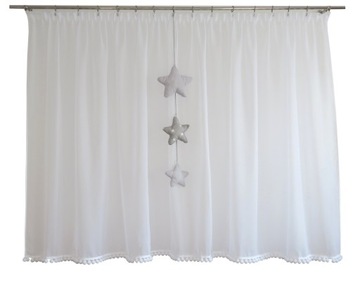 GOTOWA Firanka pompony woal 400 x 150cm+ gwiazdki